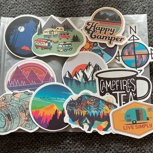 camping stickers 12 piece